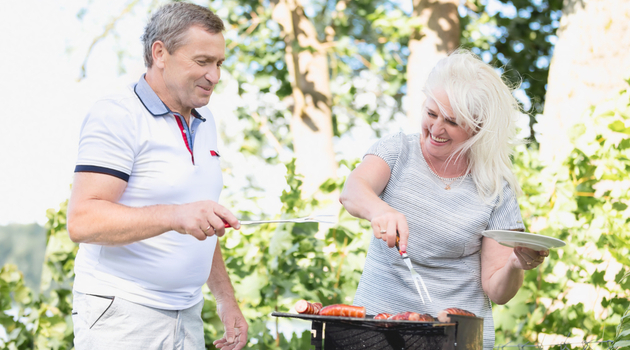 senior couple bbq