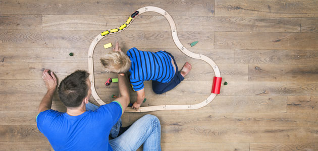 child playing train