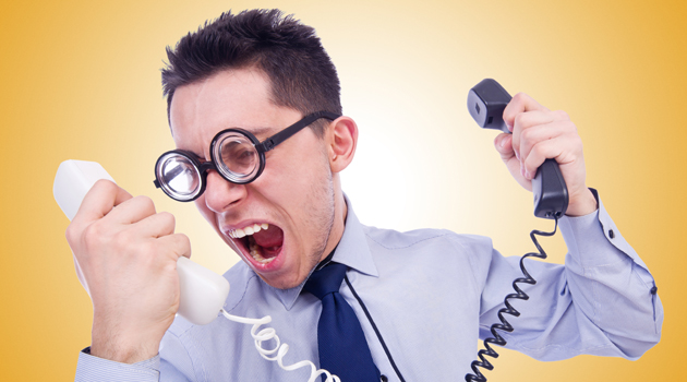 man shouting on the phone