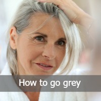 woman with grey hair - text