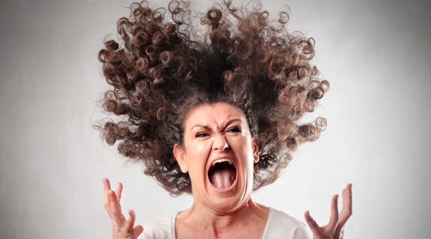 angry woman crazy hair