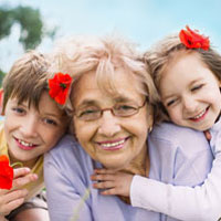 grandma and children