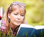 woman reading book 