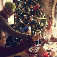 family having christmas dinner