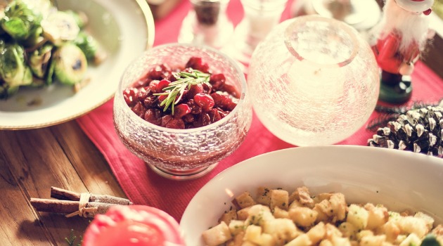 christmas family buffet spread