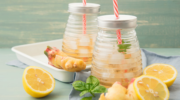 Ginger and basil cocktail