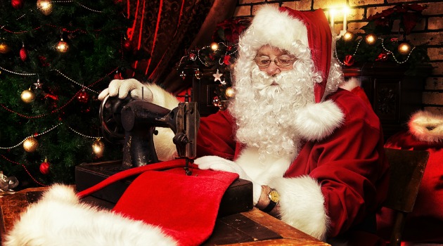 Father Christmas sewing