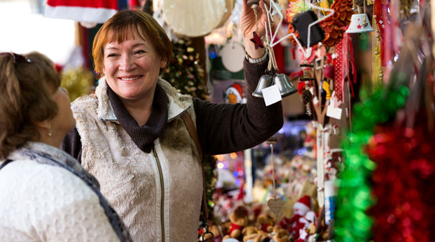 older women at christmas market