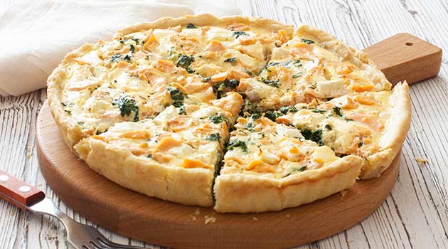 Salmon and cheese quiche