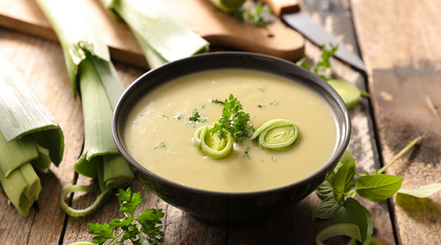 Leek, potato and stilton soup recipe