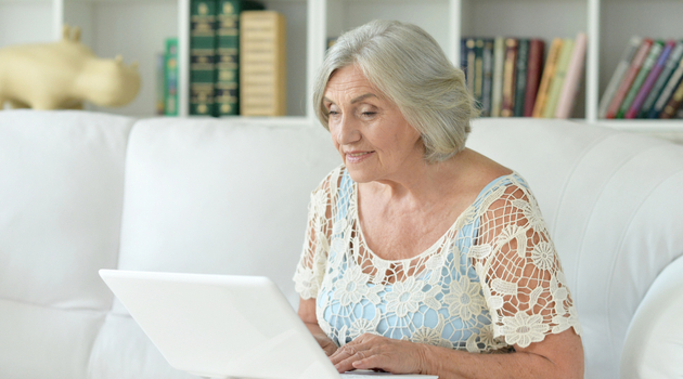 senior woman using laptop