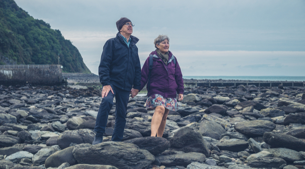 senior couple seaside