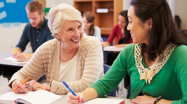 senior woman and tutor