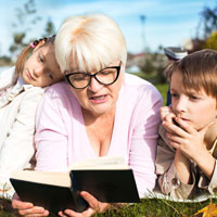 grandparent providing childcare