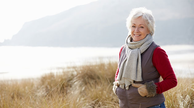 woman beach winter