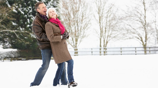 couple walking in snow