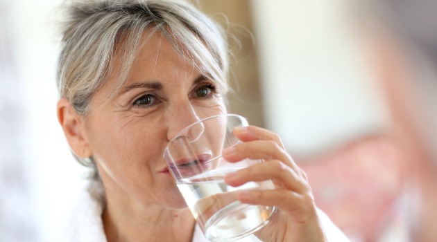 woman drinking water