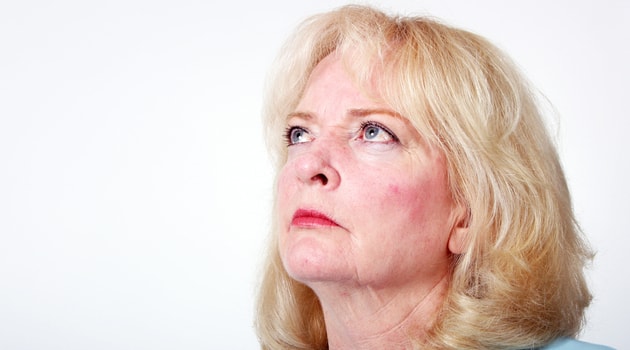 mature woman red skin
