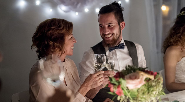 mother of the groom and son