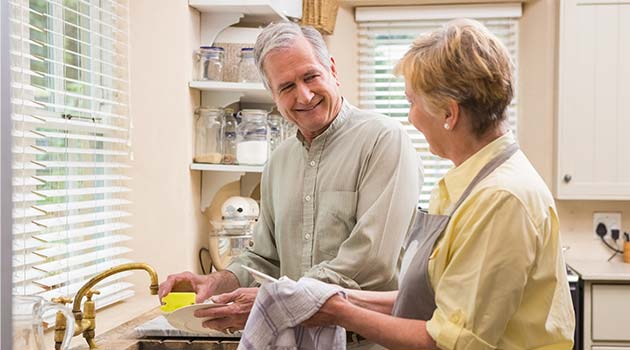retired couple housework