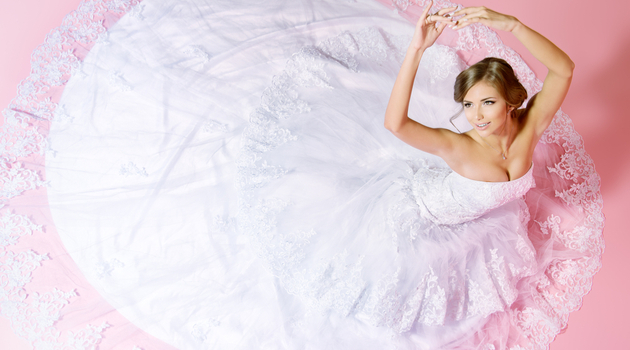 bride wearing extravagant wedding dress