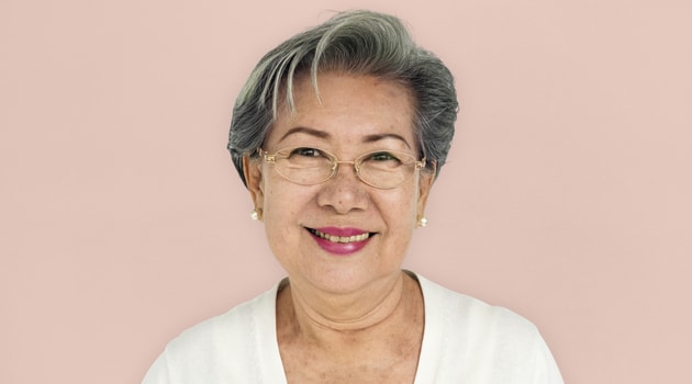 senior asian woman lipstick