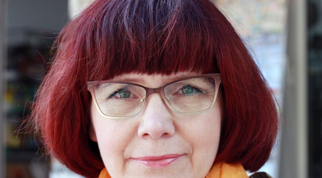 woman with red short hair
