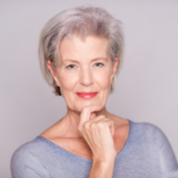 mature woman grey purple short hair