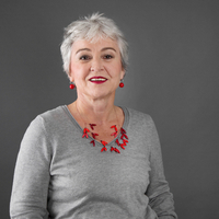 senior woman short grey hair