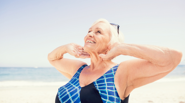 senior woman on beach