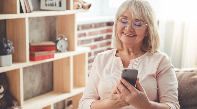 senior using smartphone