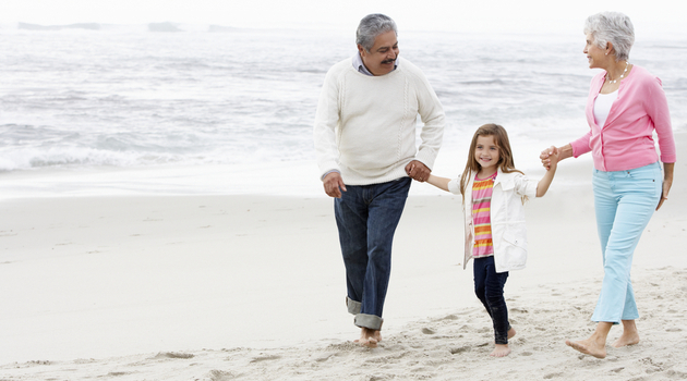 grandparents granddaughter beach