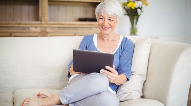 woman researching holiday