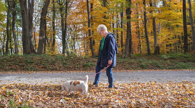 Lonely woman walking